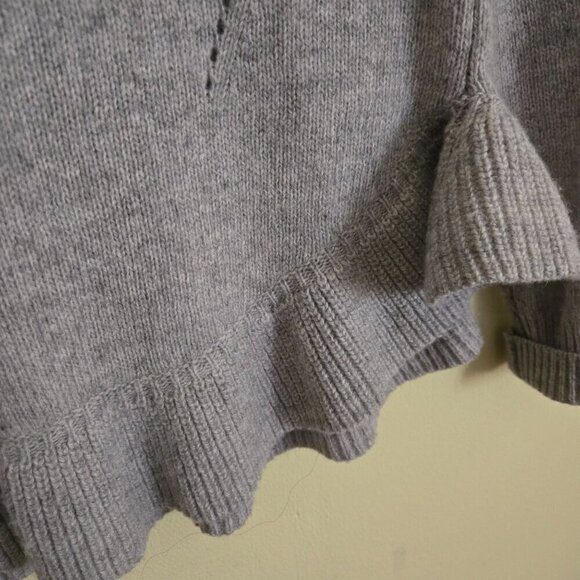 Ann Taylor Wool Cashmere Ruffled Hem Neutral Gray Sweater Size M - Picture 5 of 7